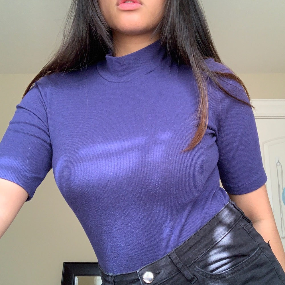 Royal purple mock turtleneck bodysuit